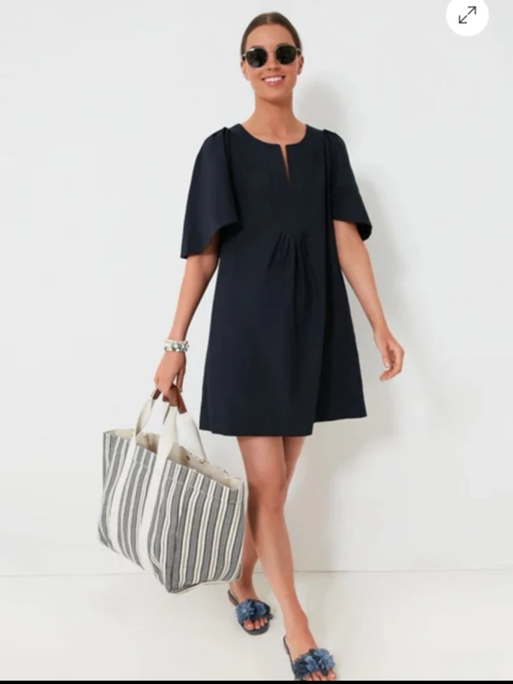 Tuckernuck POMANDER PLACE Deep Navy Finley Flutter Sleeve Dress Size XXXL